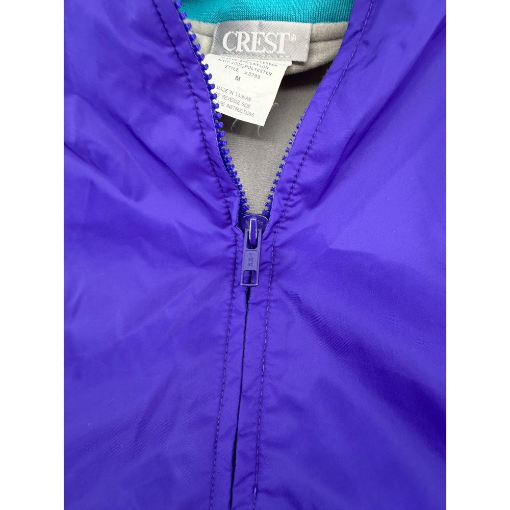 Vintage Crest McDonalds Jacket Mens Medium Purple Color Block Nylon Bomber 90s - Picture 7 of 7
